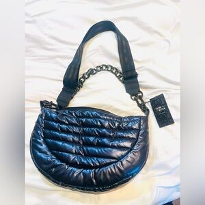NWT THINK ROYLN MetallicPearl midnight Elton Hobo Quilted large Shoulder Bag New